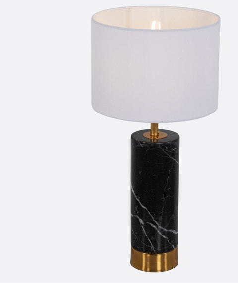 Marble White Cotton Shaded Table Lamp