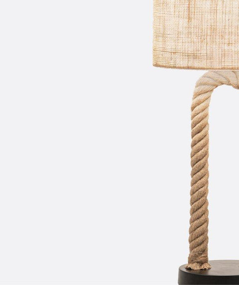 Rope Table Lamp with Burlap Shade