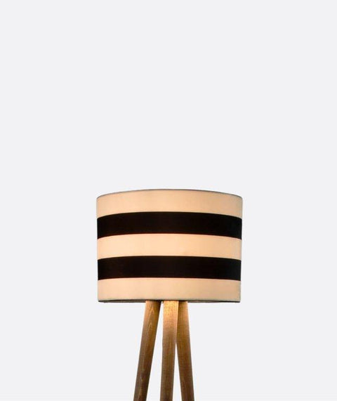 Boho Stripped Black & White Tripod Floor Lamp