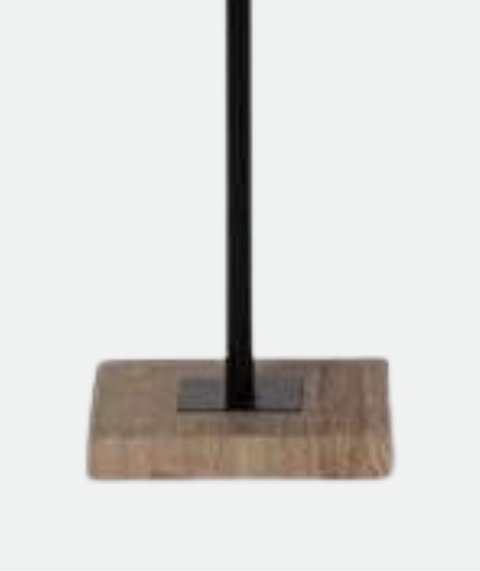 White-Shade Table Lamp with Wooden Base