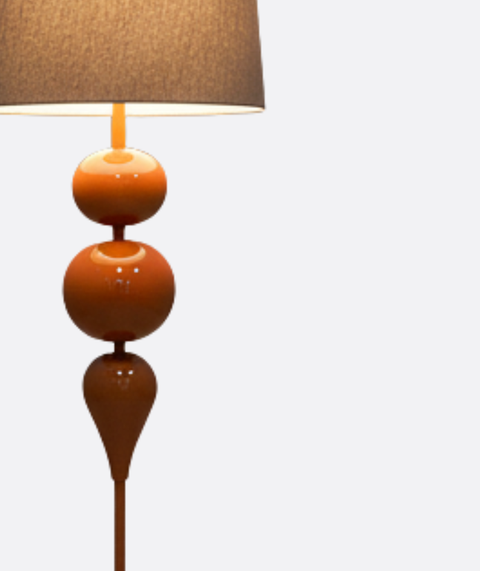Modern Steel Copper Brown Floor Lamp with gray shade