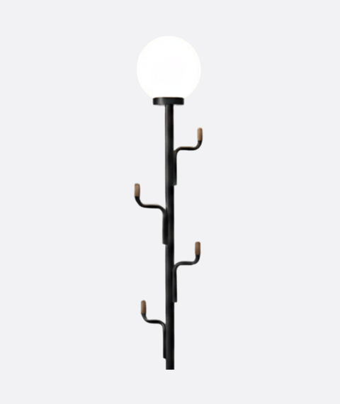 Modern Black Floor Lamp with Hooks
