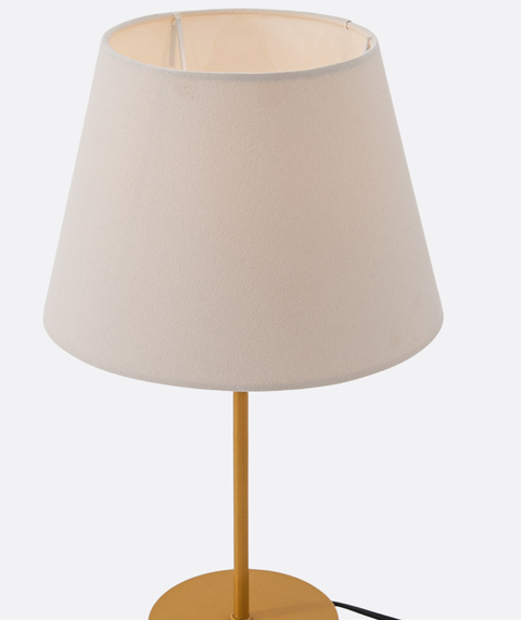 Gold Table Lamp With Beige Cotton Shade
