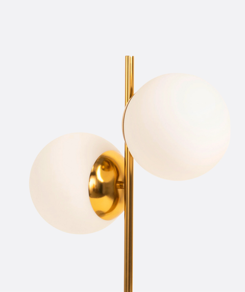 Marble Table Lamp with Gold Metal and Glass