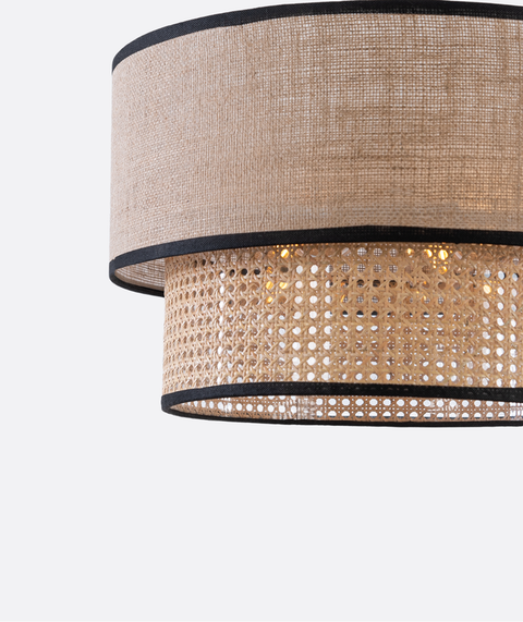 Modern Rattan Beige Shaded Pendent