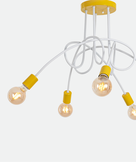 Modern White & Yellow Branched Chandelier