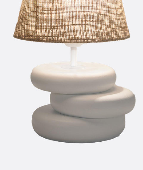 White Burlap Table Lamp