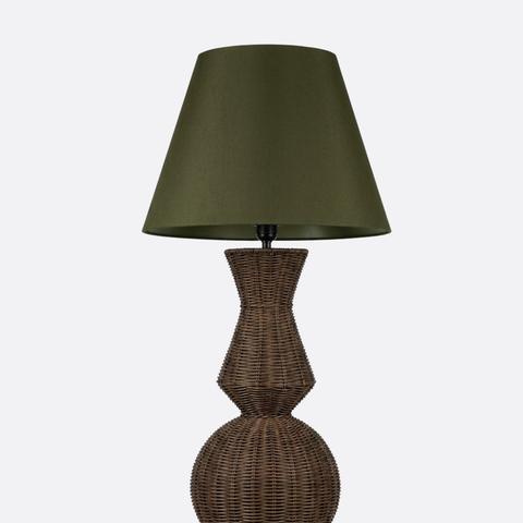 Modern Woven Rattan Floor Lamp with Olive Shade