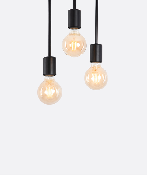 Industrial Black Triple Pendant