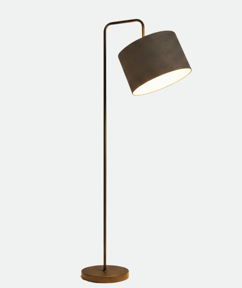 Contemporary Velvet-Shaded Floor Lamp