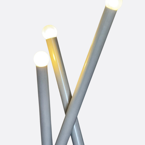 Modern 3-stick Gray Steel Floor Lamp