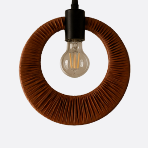 Handcrafted Leather Ring Pendant Light