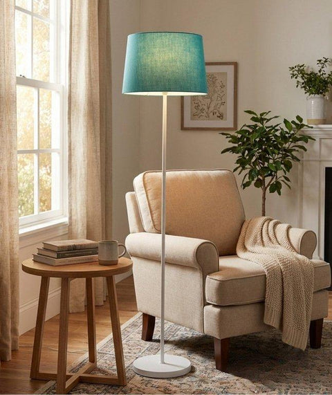 Modern White And Turqoise Torchiere