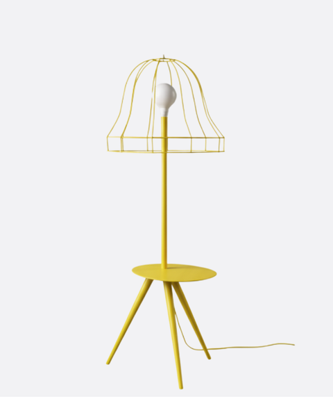 Yellow Wireframe Table & Floor Lamp