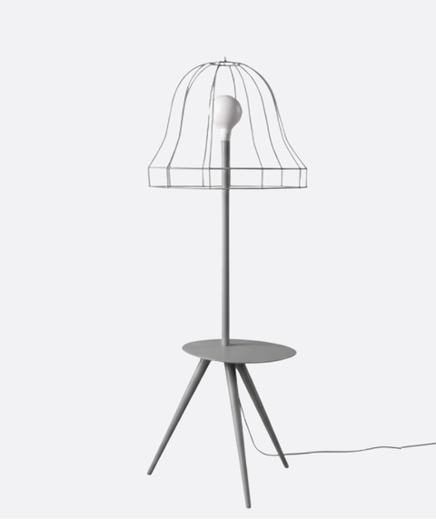 Grey Wireframe Table & Floor Lamp