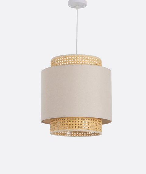 Rattan Cotton Shaded Pendent
