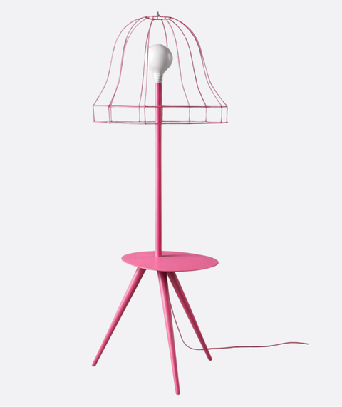 Pink Wireframe Table & Floor Lamp