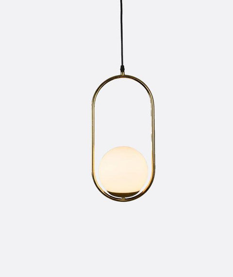 Modern Accent Pendant Light â€“ Gold Oval & Opal Glass Globe