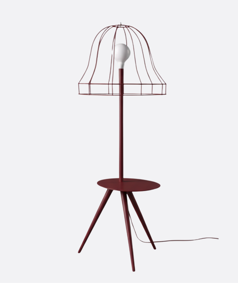 Burgandy Wireframe Table & Floor Lamp