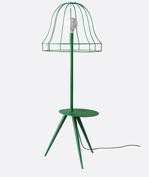 Green Wireframe Table & Floor Lamp