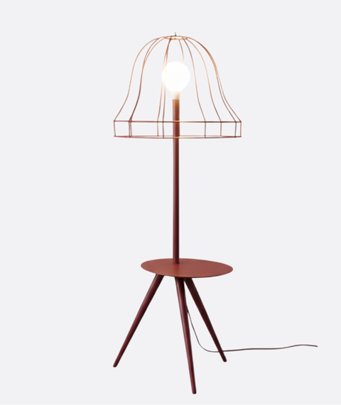 Burgandy Wireframe Table & Floor Lamp