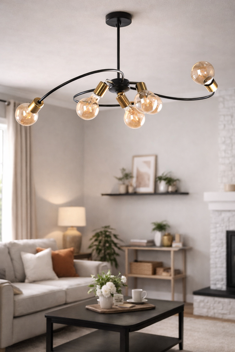Modern Black Sputnik Chandelier