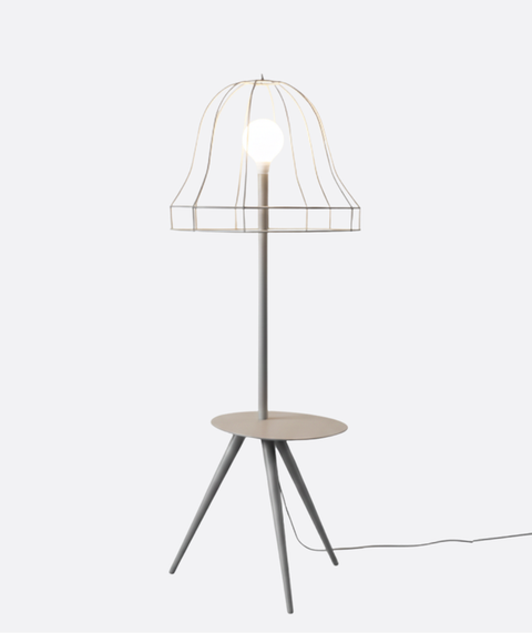 Grey Wireframe Table & Floor Lamp