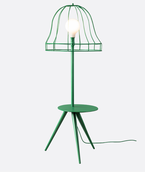 Green Wireframe Table & Floor Lamp