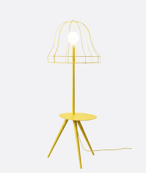 Yellow Wireframe Table & Floor Lamp