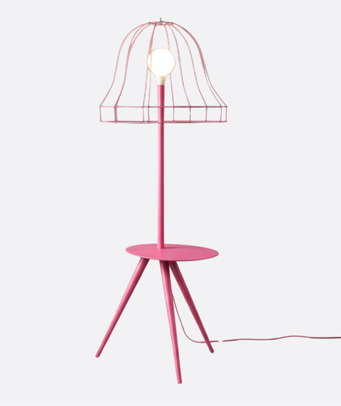 Pink Wireframe Table & Floor Lamp