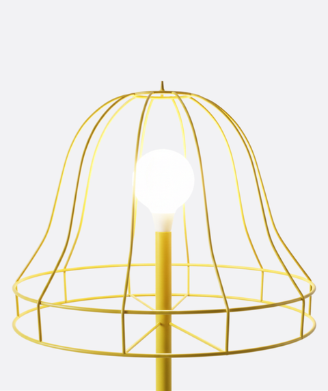 Yellow Wireframe Table & Floor Lamp