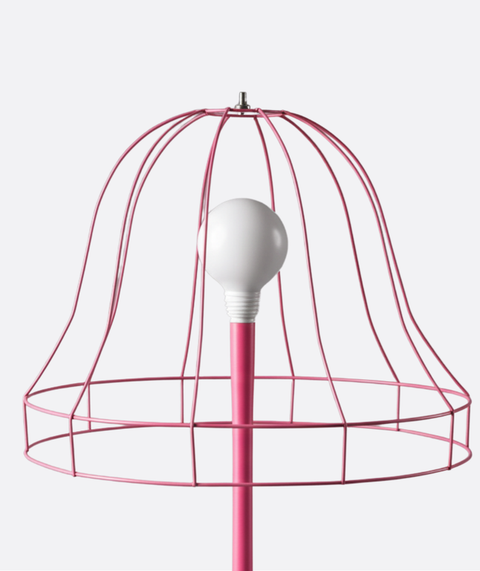 Pink Wireframe Table & Floor Lamp