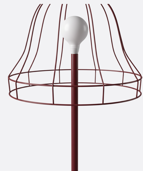 Burgandy Wireframe Table & Floor Lamp