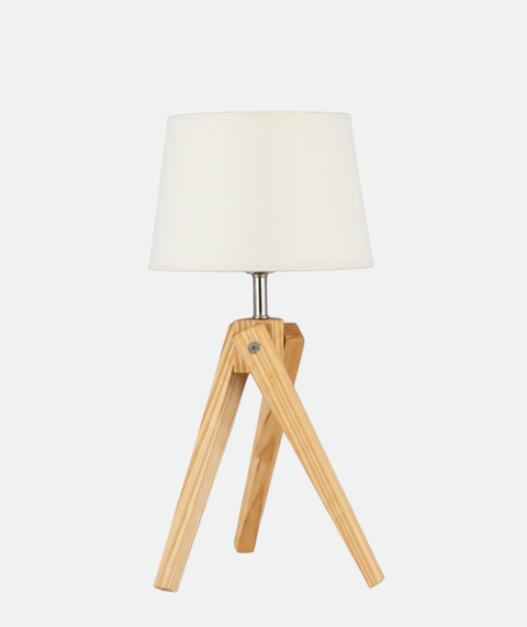 Wooden White Tripod Table Lamp