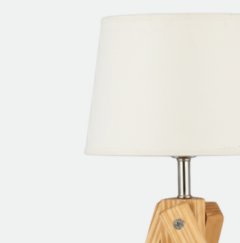 Wooden White Tripod Table Lamp