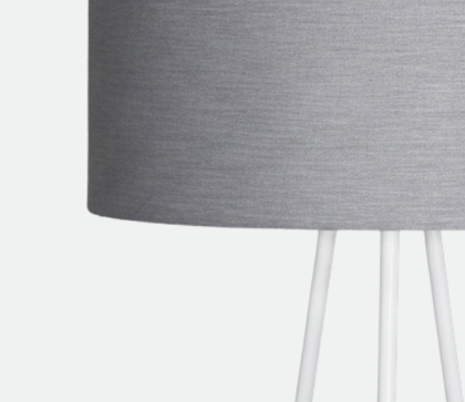White Tripod Lamp With Grey Cotton Shade