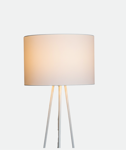 White Tripod Lamp With White Cotton Shade