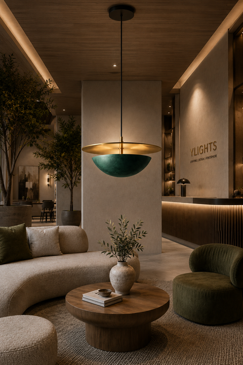 Balance Pendant Light â€“ Emerald Green & Gold Edition