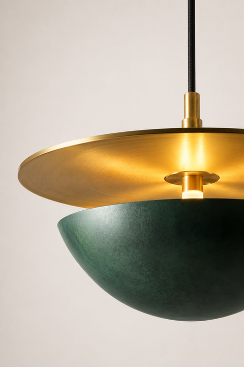 Balance Pendant Light â€“ Emerald Green & Gold Edition