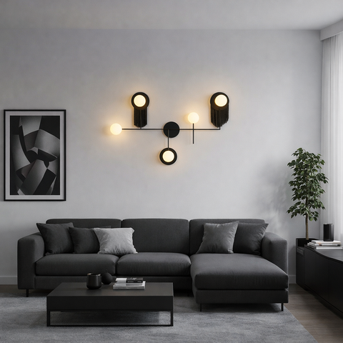 Modern Black Track Wall Unit