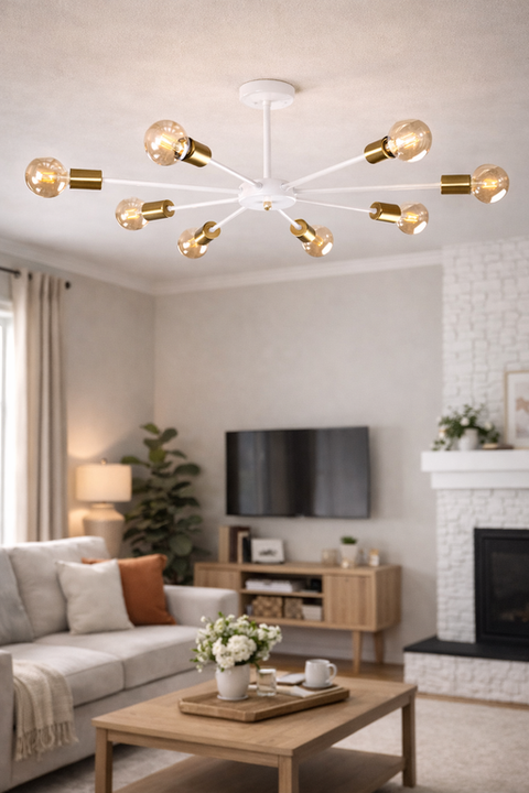 Modern White Sputnik Chandelier