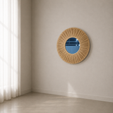 Natural Rice Straw Round Wall Mirror