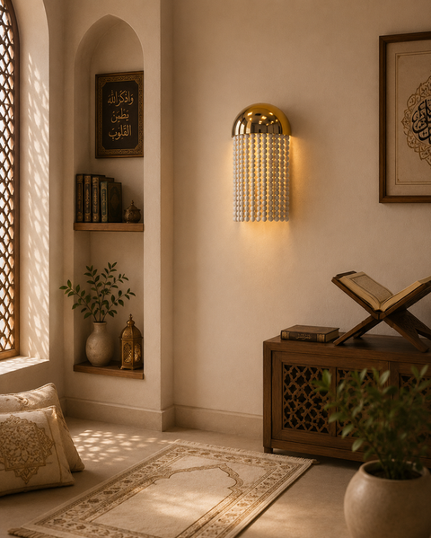 Golden Beaded Wall Sconce