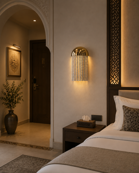 Golden Beaded Wall Sconce