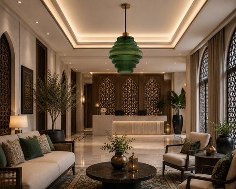 Modern Green Ribbed Glass Pendant Light