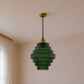Modern Green Ribbed Glass Pendant Light