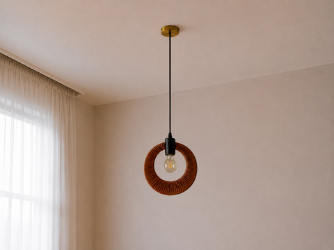 Handcrafted Leather Ring Pendant Light