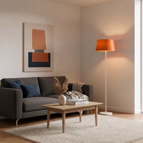 Modern White And Orange Torchiere
