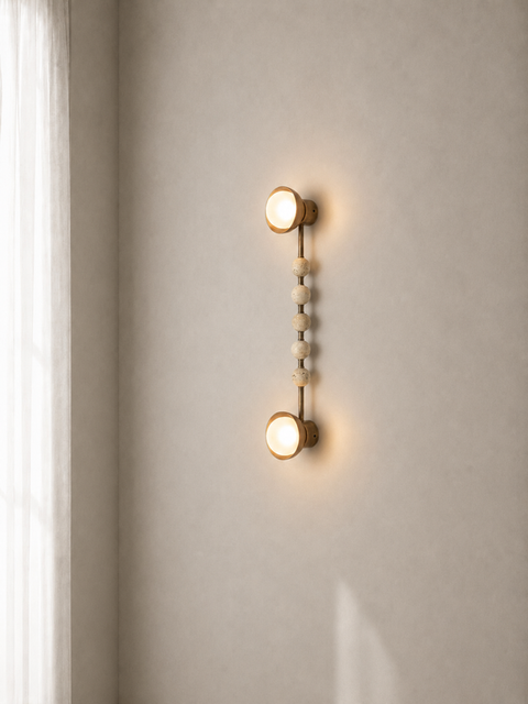 Luxury bronze wall lamp with travertine balls