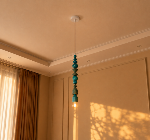 Blue Wooden Pendant Lamp